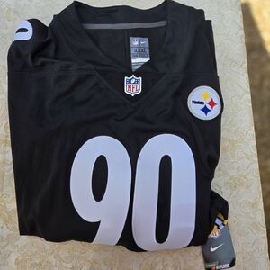 Pittsburgh Steelers Black and White Football Jersey Watt #90